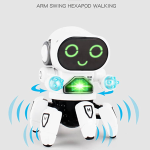 ربات کنترلی شش پا موزیکال و رقصنده سفید Dancing ROBOT on remote control RC music light white -اسباب بازی
